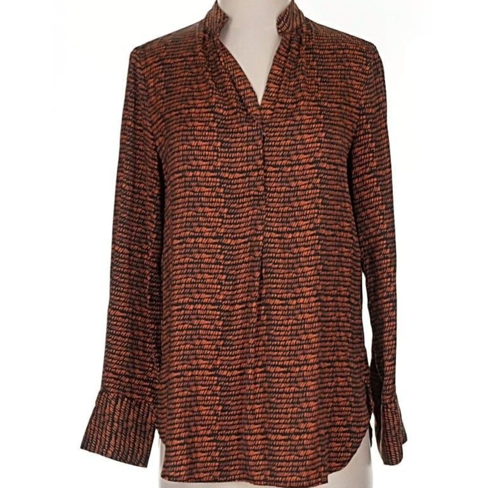 Everlene & David Lerner Mandarin Collar Button Down Tunic Blouse - Picture 3 of 16